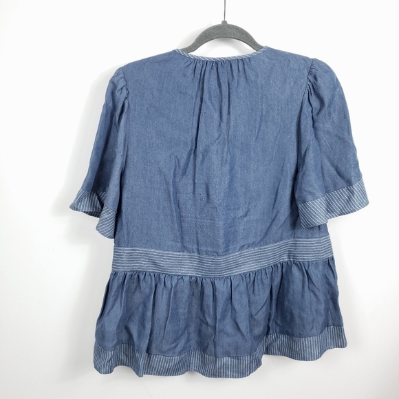 Kate Spade NY chambray tie neck top sz Small - Picture 4 of 8
